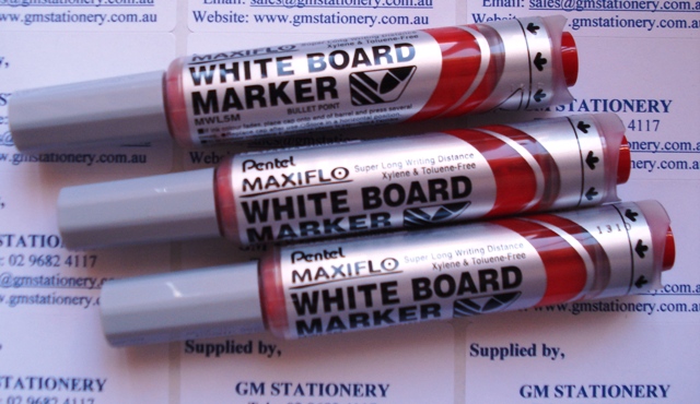 Pentel MWL5B Maxiflo Whiteboard Marker Red Bullet Point Box 12